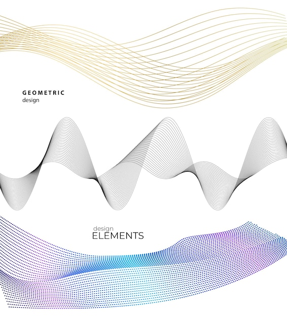 Vecteur Éléments de conception vague de nombreuses lignes de couleur grise bandes ondulées abstraites sur fond blanc isolé dessin au trait créatif illustration vectorielle eps 10