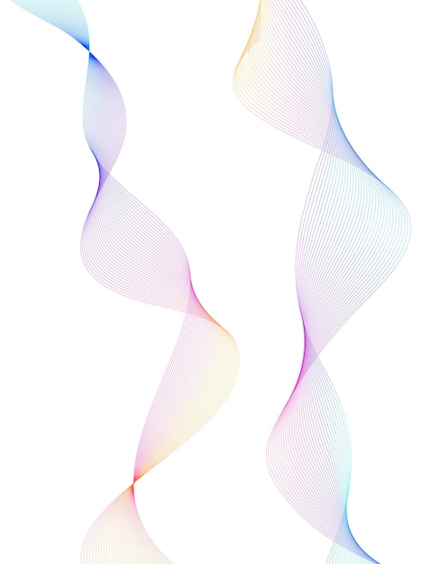 Éléments de conception Vague de nombreuses lignes grises Bandes ondulées abstraites sur fond blanc isolé Dessin au trait créatif Illustration vectorielle EPS 10 Vagues brillantes colorées avec des lignes créées à l'aide de l'outil de fusion