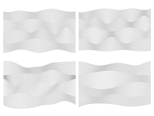 Éléments De Conception Vague De Nombreuses Lignes Grises Bandes Ondulées Abstraites Sur Fond Blanc Isolé Dessin Au Trait Créatif Illustration Vectorielle Eps 10 Vagues Brillantes Colorées Avec Des Lignes Créées à L'aide De L'outil De Fusion