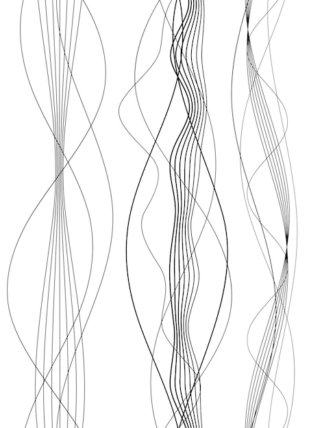 Éléments de conception Vague de nombreuses lignes grises Bandes ondulées abstraites sur fond blanc isolé Dessin au trait créatif Illustration vectorielle EPS 10 Vagues brillantes colorées avec des lignes créées à l'aide de l'outil de fusion