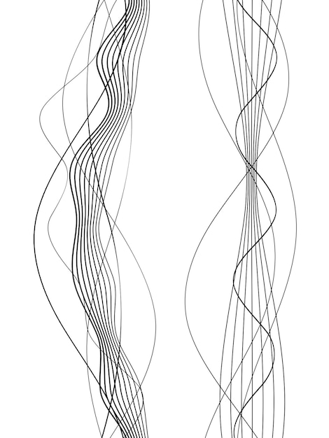 Vecteur Éléments de conception vague de nombreuses lignes grises bandes ondulées abstraites sur fond blanc isolé dessin au trait créatif illustration vectorielle eps 10 vagues brillantes colorées avec des lignes créées à l'aide de l'outil de fusion