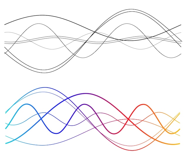 Vecteur Éléments de conception vague de nombreuses lignes grises bandes ondulées abstraites sur fond blanc isolé dessin au trait créatif