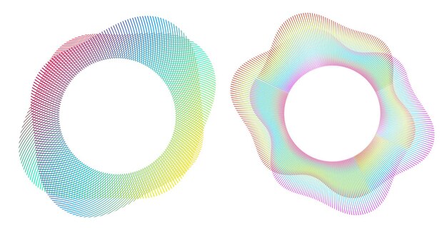 Éléments de conception Vague de nombreuses lignes et rayons violets anneau de cercle ondulé vertical abstrait