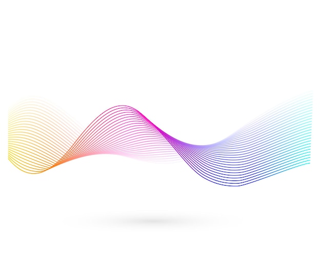 Éléments de conception Vague de nombreuses lignes scintillantes Bandes ondulées de lueur abstraite sur fond blanc isolé Dessin au trait créatif Illustration vectorielle EPS 10 Vagues colorées avec des lignes créées à l'aide de Blend
