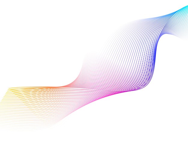 Éléments de conception Vague de nombreuses lignes scintillantes Bandes ondulées de lueur abstraite sur fond blanc isolé Dessin au trait créatif Illustration vectorielle EPS 10 Vagues colorées avec des lignes créées à l'aide de Blend