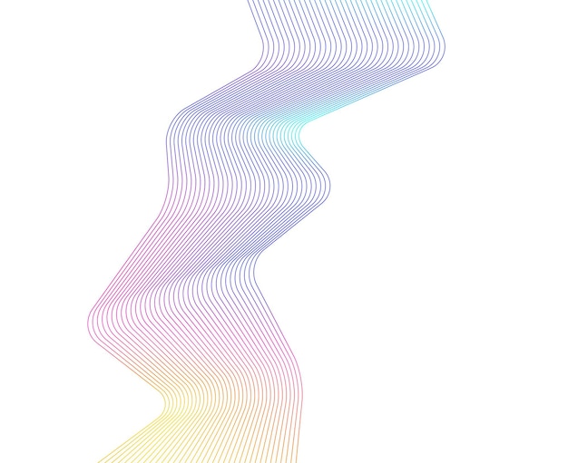 Éléments de conception Vague de nombreuses lignes scintillantes Bandes ondulées de lueur abstraite sur fond blanc isolé Dessin au trait créatif Illustration vectorielle EPS 10 Vagues colorées avec des lignes créées à l'aide de Blend