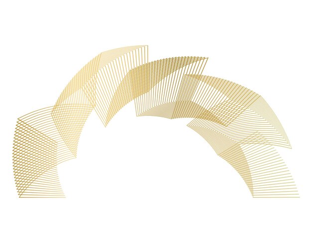Éléments de conception Vague de nombreuses lignes scintillantes Rayures ondulées abstraites sur fond blanc isolé Dessin au trait créatif Illustration vectorielle EPS 10 style art déco pour le modèle de luxe d'invitation de mariage