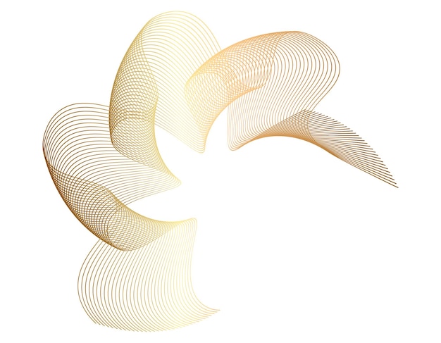 Éléments de conception Vague de nombreuses lignes scintillantes Rayures ondulées abstraites sur fond blanc isolé Dessin au trait créatif Illustration vectorielle EPS 10 style art déco pour le modèle de luxe d'invitation de mariage