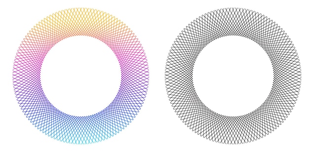 Éléments de conception Vague de nombreuses lignes violettes anneau de cercle Bandes ondulées verticales abstraites sur fond blanc isolé Illustration vectorielle EPS 10 Vagues colorées avec des lignes créées à l'aide de l'outil de fusion