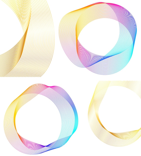 Éléments de conception Vague de nombreuses lignes violettes anneau de cercle Bandes ondulées verticales abstraites sur fond blanc isolé Illustration vectorielle EPS 10 Vagues colorées avec des lignes créées à l'aide de l'outil de fusion