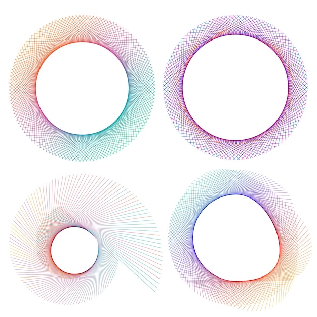 Éléments de conception Vague de nombreuses lignes violettes anneau de cercle Bandes ondulées verticales abstraites sur fond blanc isolé Illustration vectorielle EPS 10 Vagues colorées avec des lignes créées à l'aide de l'outil de fusion