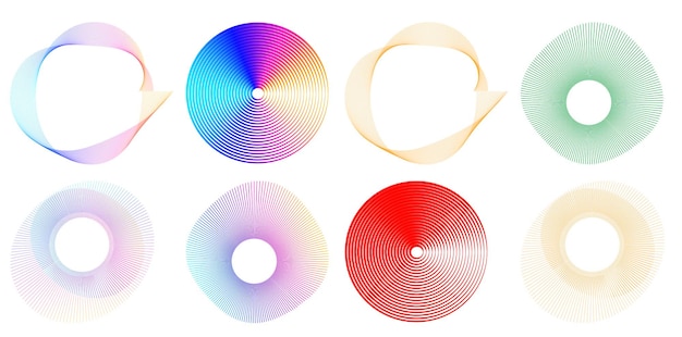 Éléments de conception Vague de nombreuses lignes violettes anneau de cercle Bandes ondulées verticales abstraites sur fond blanc isolé Illustration vectorielle EPS 10 Vagues colorées avec des lignes créées à l'aide de l'outil de fusion