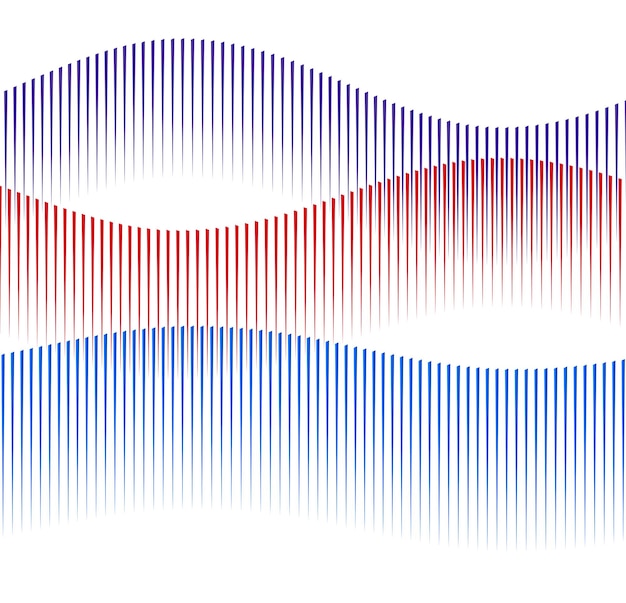 Vecteur Éléments de conception vague de nombreuses lignes violettes anneau de cercle bandes ondulées verticales abstraites sur fond blanc isolé illustration vectorielle eps 10 vagues colorées avec des lignes créées à l'aide de l'outil de fusion