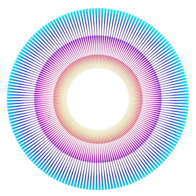 Éléments de conception Vague de nombreuses lignes violettes anneau de cercle Bandes ondulées verticales abstraites sur fond blanc isolé Illustration vectorielle EPS 10 Vagues colorées avec des lignes créées à l'aide de l'outil de fusion
