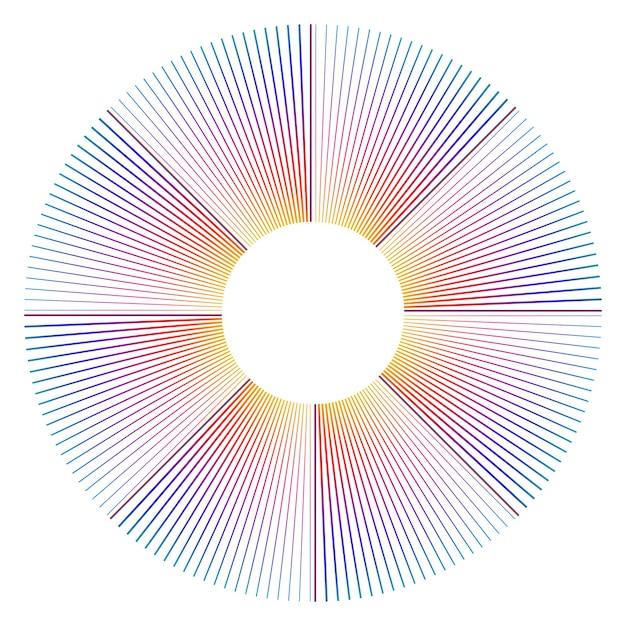 Éléments de conception Vague de nombreuses lignes violettes cercle anneau rayures ondulées verticales sur fond blanc