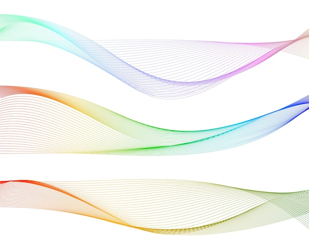 Éléments de conception Wave couleurs lignes sur fond blanc isolated03