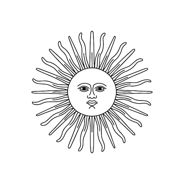 Éléments de contour du drapeau argentin Soleil avec visage