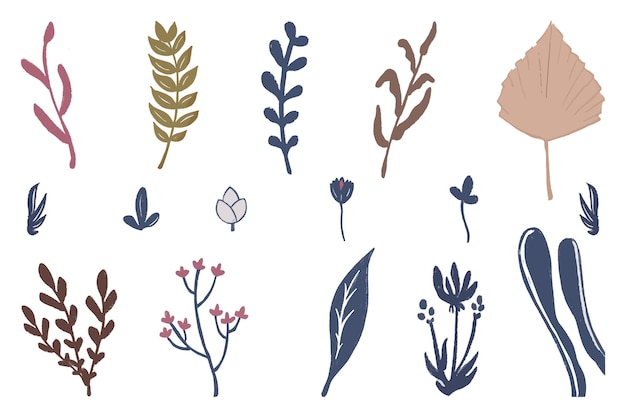Éléments décoratifs floraux dessinés à la main