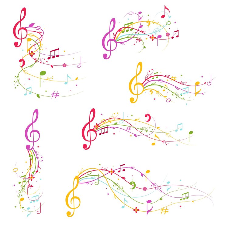 Vecteur éléments de décoration de dessin animé vecteur de jeu de couleurs musicales