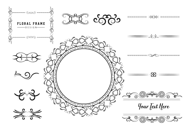 Éléments De Décoration Et D'ornements Sur Fond Blanc Ornement Floral