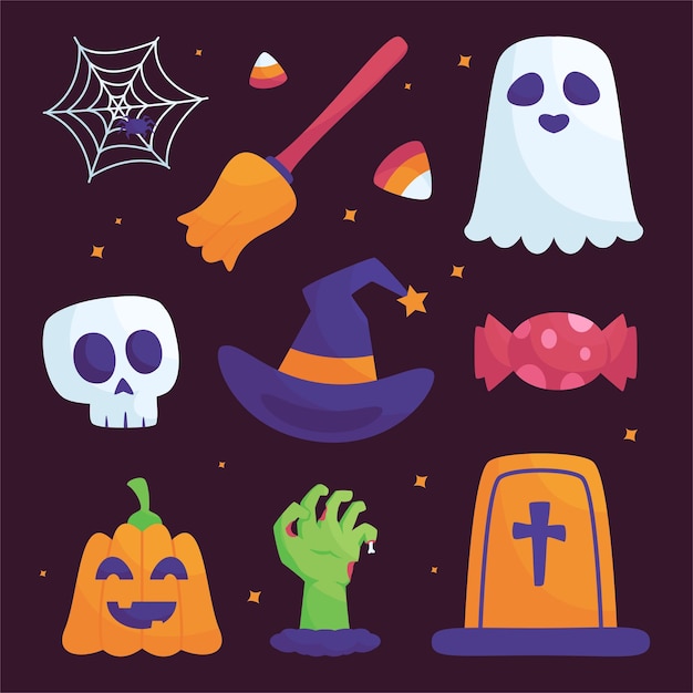 éléments de design plat ensemble de célébration d'halloween