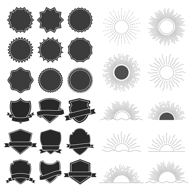 Éléments De Design Rétro Sunburst, Badges. étiquettes De Collection, Logos