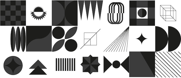 Vecteur Éléments du bauhaus des formes géométriques modernes abstraites éléments y2k illustration vectorielle eps10