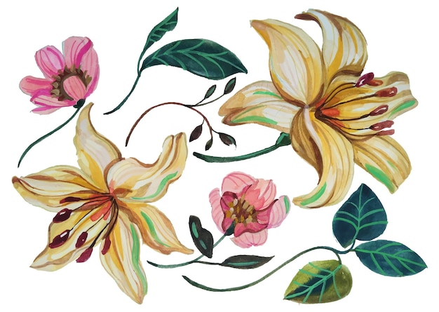 Éléments De Fleurs Aquarelles