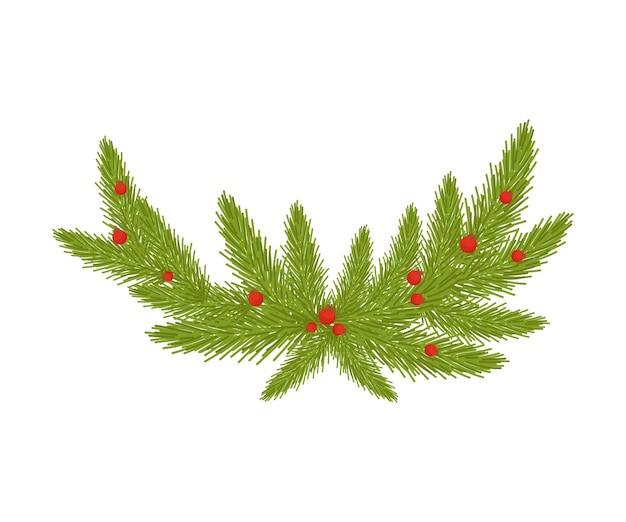 Éléments floraux décoratifs de Noël avec des baies et des brindilles de sapin Item illustré vectoriel