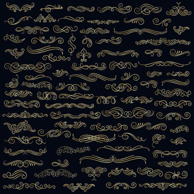 Éléments floraux vintage dorés décoration de style art déco Éléments graphiques vectoriels pour le design vectoriel