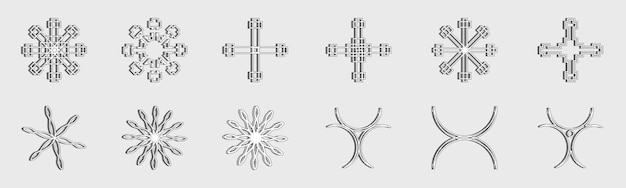 Éléments futuristes rétro pour la conception Grande collection d'objets géométriques graphiques abstraits Bauhaus abstrait et style cosmique boho