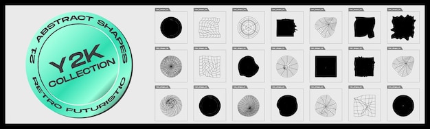 Éléments futuristes rétro pour la conception Grande collection d'objets géométriques graphiques abstraits Cadres inspirés du brutalisme