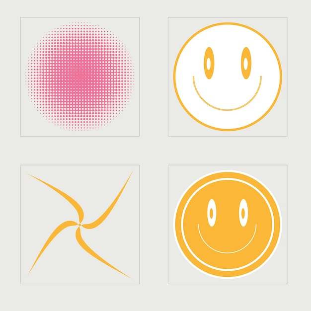 Éléments futuristes rétro pour la conception Grande collection de symboles géométriques graphiques abstraits Éléments Cyberpunk