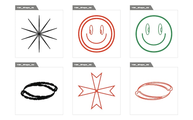 Éléments futuristes rétro pour la conception Grande collection de symboles géométriques graphiques abstraits Modèles d'affiches de notes