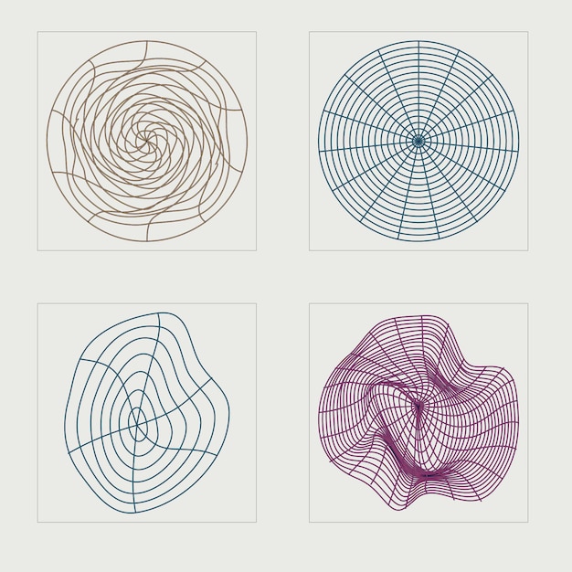 Éléments futuristes rétro pour le design Figures postmodernes géométriques à la mode Éléments pour la décoration graphique