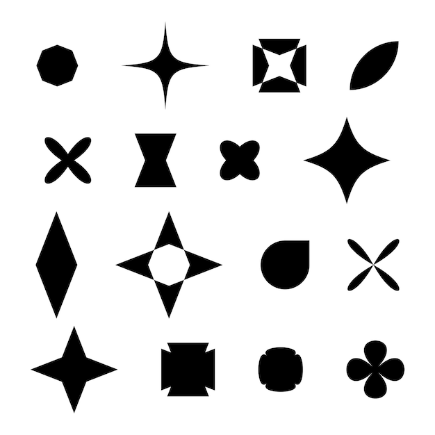 Éléments géométriques abstraits brutalistesFormes géométriques et silhouettes d'éléments différents