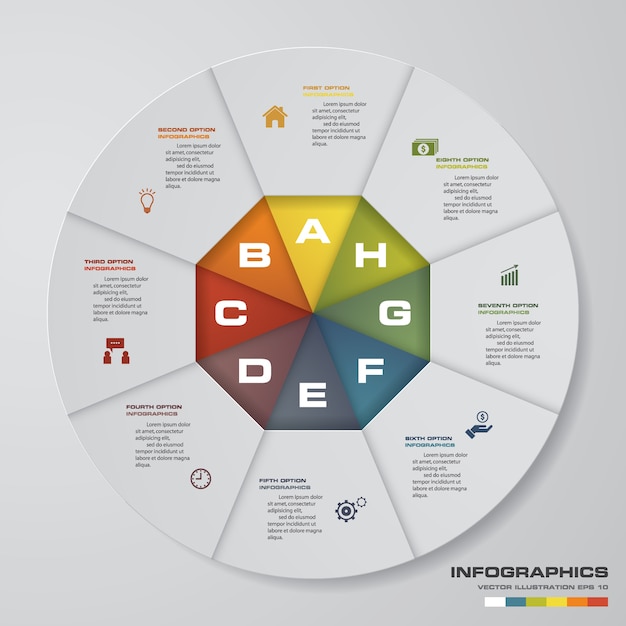 Éléments D'infographie De 8 Camembert Moderne.