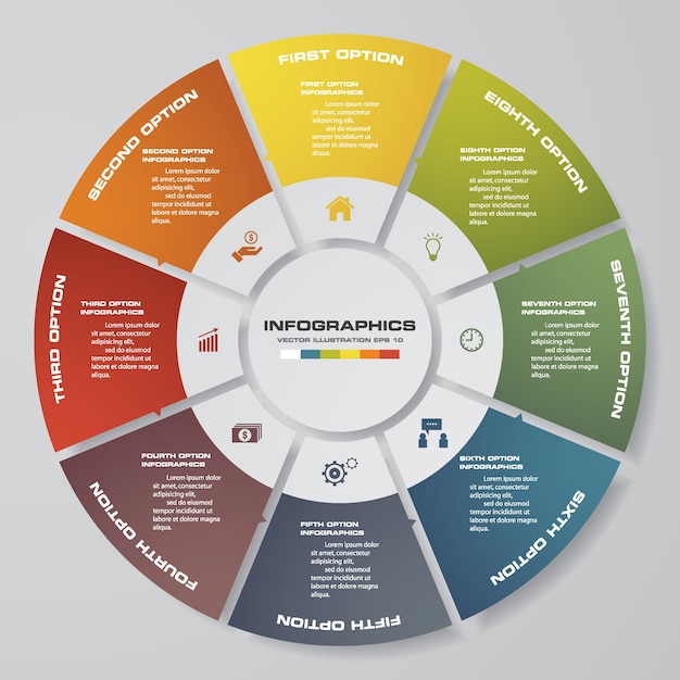 Éléments De Infographie De 8 étapes Cycle Graphique