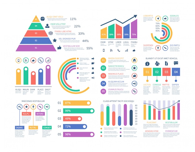 Éléments D'infographie Analytique. Graphique De Données, Diagramme De Graphique Marketing. Histogramme Plat De Budget. éléments D'infographie Statistique