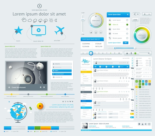 Éléments D'infographie Avec Boutons Et Menus Illustration Vectorielle