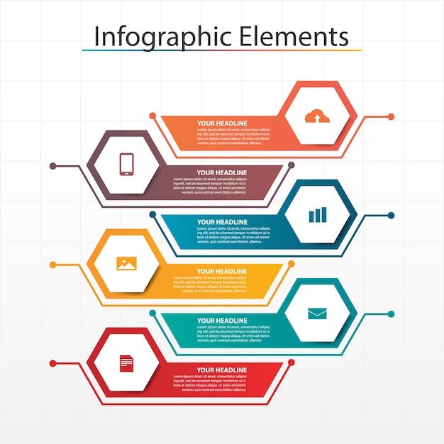 Vecteur Éléments d'infographie coloré hexagone affaires