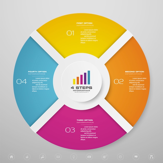 Éléments D'infographie De Diagramme De Cycle De 4 étapes Pour La Présentation De Données.