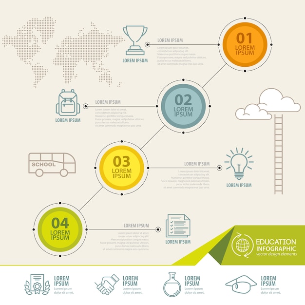 Éléments d&#39;infographie avec des icônes de l&#39;éducation