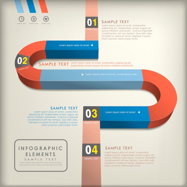 Vecteur Éléments d'infographie papier 3d abstrait réaliste