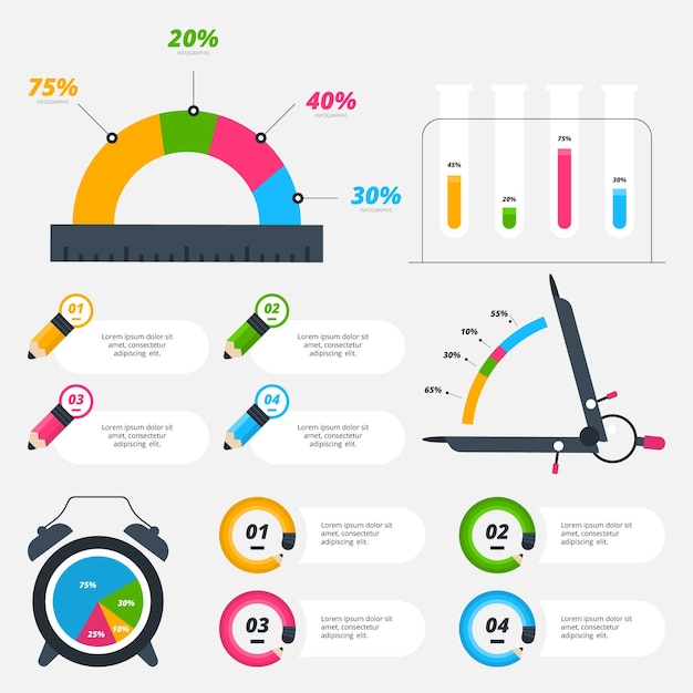 Éléments D'infographie Scolaire Avec Des Marqueurs Colorés