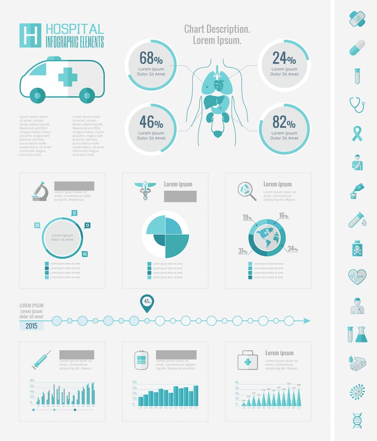 Vecteur éléments d'infographie de soins de santé.