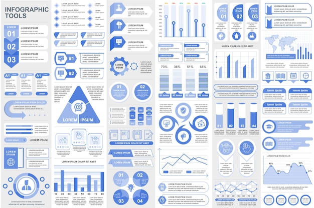Éléments d'infographie visualisation de données vecteur conception graphique diagramme chronologie et flux de travail