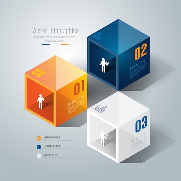 Vecteur Éléments infographiques d'affaires de 3 étapes pour la présentation