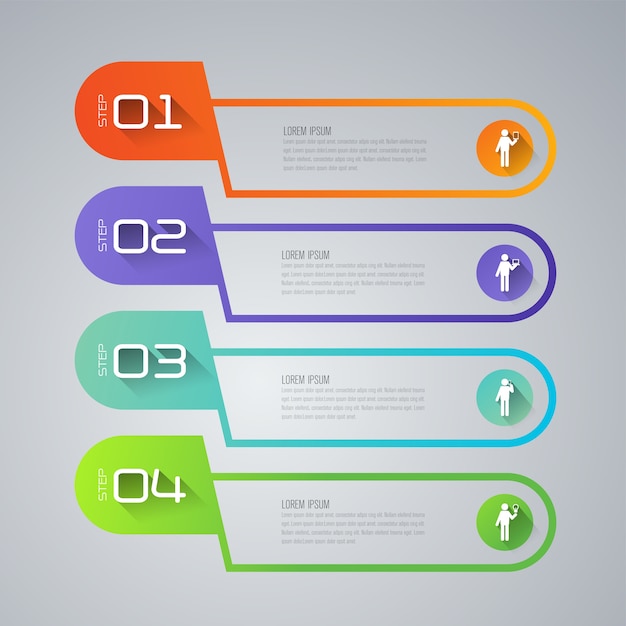 Éléments Infographiques D'affaires De 4 étapes Pour La Présentation