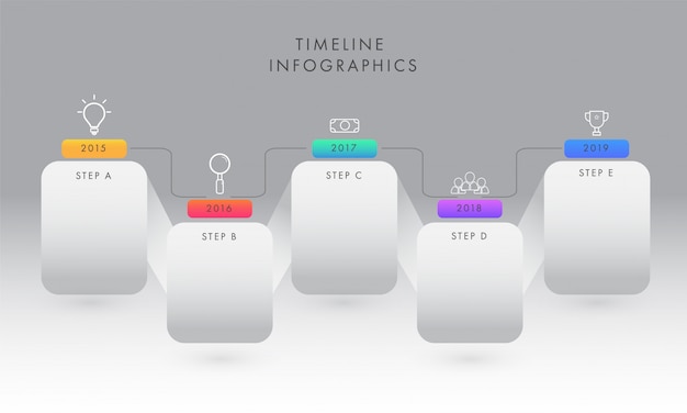 Éléments Infographiques De Calendrier Avec Cinq étapes Pour Les Entreprises